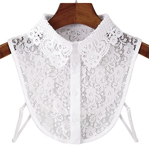 PALAY Fake Collar White Detachable Fake Shirt Collar Floral Lace Blouse Half Shirts for Women Girls Elegant Collar Shirt False Collar for Dress Tops PALAY Fake Collar White Detachable Fake Shirt Collar Floral Lace Blouse Half Shirts for Women Girls Elegant Collar Shirt False Collar for Dress Tops